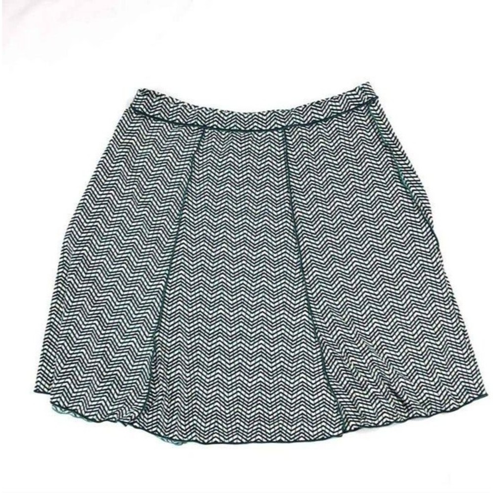Vintage Max Studio Black Cream Green Above Knee Skirt Women's Medium A Line
